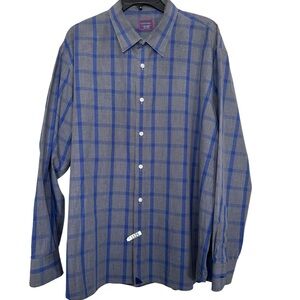 UnTuckit Men’s Sz XXXL Blue Gray Plaid Long Sleeve Shirt